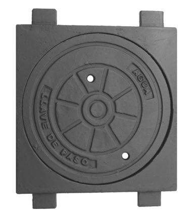Tapa de observación, de fundición dúctil gris (grafito esferoidal), obtenida por moldeo. La tapa es circular y está montada sobre un marco rectangular. Se presenta para su venta al por menor pintada con unas medidas del marco de 240 x 200 mm, la tapa tiene un diámetro de 178 mm y la altura es de 10 mm. Se utiliza para montar en los registros de canalizaciones de agua.