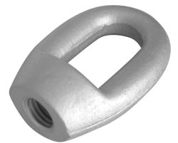 Tuerca de anillo consistente en una pieza ovalada con agujero roscado en la base realizada en acero cincado. Tiene una longitud de 99 mm, una anchura de 67 mm.
Se utiliza en vehículos no automóviles (remolques) para tensar las cinchas de amarre.
Están hechos de acero cincado.