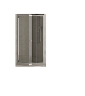 Mamparas de baño que se presentan montadas.

Están formadas por hojas de vidrio templado (con grosores que van de los 4 a los 8 mm.) que pueden estar serigrafiadas, por perfiles de aluminio o de acero que no enmarcan completamente las hojas de vidrio, asas, etc. 

Estas mamparas se presentan con diferentes anchos y una altura que dependiendo del modelo puede ser de 145, 185 o 195 cm. También dependiendo del modelo o la versión estas mamparas pueden estar formadas por una hoja fija y una corredera, por una hoja fija y dos correderas o por dos hojas fijas y dos correderas. 

Estas mamparas pueden presentarse con forma plana, semicircular o angular.