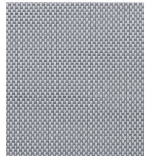 Tejido para cortinas de ligamento de tafetán revestido de policloruro de vinilo.
El espesor es 0,84 mm ± 5 %.
Se utiliza para hacer cortinas.
30% poliéster y 70% PVC.
Se presenta para su venta al público en rollos de 30 metros de largo y 3 metros de ancho.