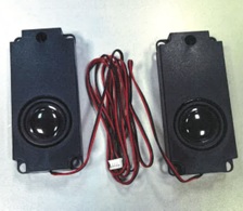Juego de dos altavoces, cada uno montado en su caja, con 5 W de potencia de salida individual. Disponen de un conector de audio de 3,5 mm. Están unidos entre sí por un cable de 800 mm de longitud y se presentan embalados conjuntamente con placas base que siguen su propio régimen.
Se destinan a reproducir el sonido proveniente de la placa base a la que se conectan, formando parte de un sistema más amplio para el reflejo (mirroring) de la imagen de un teléfono inteligente, tableta, etc. en un espejo.