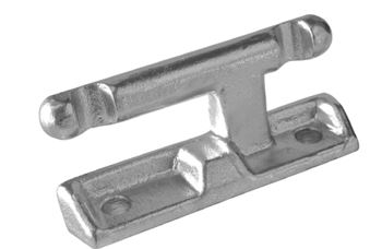 Parte de una bisagra (macho), realizado en acero cincado
Se utiliza en vehículos no automóviles (remolques) como soporte de la puerta lateral del remolque.
Tiene las siguientes medidas: 98 mm de longitud, una anchura de 23 mm, y un grosor máximo de 17 mm.