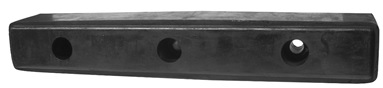Manufactura de caucho vulcanizado sin endurecer, de forma prismática rectangular, con tres orificios.
Se utiliza en vehículos no automóviles (remolques) para amortiguar los golpes cuando el remolque se encuentra cargando mercancía en el muelle de carga.
Medidas: 490 x 80 x 80 mm (longitud x altura x anchura).