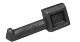 Parte macho de una bisagra que tiene una longitud de 91 mm y una anchura de 33 mm La parte cilíndrica tiene un diámetro de 46 mm
Se utiliza en vehículos no automóviles (remolques) en la puerta lateral.
Composición:  Acero.