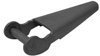 Parte de bisagra (pieza superior de CRT que, junto a las piezas UCT y SSCT, forma la bisagra), que tiene una longitud de 215 mm y una anchura de 72 mm en uno de sus extremos y de 28 mm en el otro extremo.
Se utiliza en vehículos no automóviles (remolques) en la puerta trasera.
Composición: Acero