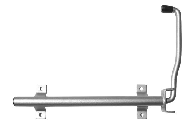 Elemento de sujeción con dos soportes en forma de L, de acero cincado con un tapón pequeño de PVC en uno de sus extremos.
Se utiliza en vehículos automóviles (camiones) para retener la puerta trasera del camión cuando está abierta y mantenerla en dicha posición.
Tiene unas medidas de 480 mm de largo, 285 mm de alto y 28 mm de diámetro.