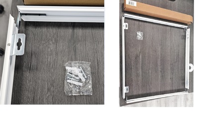 Marco de aproximadamente 60 x 60 cm para paneles LED que se presenta desmontado. Está formado por 4 perfiles de aluminio que presentan los agujeros, ranuras y mecanizados necesarios para su montaje por medio de tornillos y posterior sujeción de anclajes. Se presenta en embalaje individual con los cuatro perfiles de aluminio, tornillos y anclajes necesarios para su montaje e instalación. Una vez montado se acoplarán en sus guías o ranuras la placa LED y el difusor.
Formar una luminaria.