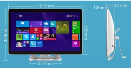 Maquina automática para tratamiento o procesamiento de datos del tipo “all in one”
Presenta integrados en la misma carcasa una pantalla táctil de 21,5 pulgadas, un procesador, 4 GB de memoria RAM, 128 GB de memoria SSD, altavoces estéreos, cámara, conectores USB (2.0 y 3.0), HDMI, etc.
Dispone de conectividad inalámbrica y lleva instalado un sistema operativo. 
Se presenta con teclado y fuente de alimentación. Este artículo no dispone de batería interna.