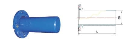 Accesorio de conexión para tuberías sin roscar tipo brida. Está fabricado por moldeo con fundición dúctil EN-GJS-500-7 (fundición de grafito esferoidal) con recubrimiento epoxi.  Dispone de conexión tipo brida en un extremo y tubo por el otro.

Se presenta con diferentes dimensiones.
Conexión de tuberías.