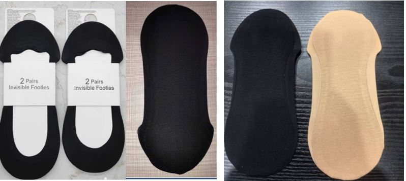 Artículo de calcetería, cubre por completo el pie, pero no cubre el tobillo. Está confeccionado en tejido de punto con fibras de 47% algodón, 43% de nylon y 10% de elastano.
Se compone de dos partes cosidas: una que cubre la planta del pie y otra que cubre la parte superior del pie.
Se utiliza como artículo de calcetería.