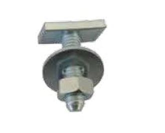 Tornillos cilíndricos, roscados, fabricados por torneado a la barra, de acero cincado, con cabeza constituida por una pieza metálica con forma de prisma inclinado de base rectangular. La longitud está comprendida entre 20 y 50 mm y el espesor de espiga va de métrica 6 hasta métrica 12. 

Se presentan acondicionados para su venta con una tuerca hexagonal y una arandela plana ancha, ambas de acero.
Están diseñados para permitir el desplazamiento y sujeción de abrazaderas de fontanería en guías metálicas 27-18, 28-30, 38-40 y 41x41 Strut.
Resistencia a la tracción inferior a 800 Mpa.

Se presentan en cajas de 100 piezas.