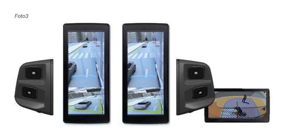 Sistema compuesto por:
Dos monitores LCD de 12,3 pulgadas de diagonal con procesador de imágenes integrado que disponen de conexión al vehículo CAN bus, de serie del procesador (UART) y entradas de alta definición (AHD) de doble canal. Se utilizan para visualizar determinadas zonas (izquierda y derecha) que rodean un vehículo.
Dos cámaras de televisión para el lado derecho y el lado izquierdo del vehículo
Un monitor LCD adicional con 7 pulgadas de diagonal, con una entrada AHD, para la visualización de otra zona alrededor del vehículo que se presenta con una interface opcional que permite su conexión a un PC o módulo de procesamiento externo.
Todos estos componentes se presentan embalados por separado dentro de un embalaje común que además contiene cables, elementos de conexión y una interface opcional que permite conectar los monitores a un PC para su control y actualización en caso necesario.
Según declaración del solicitante este sistema se usa principalmente para sustituir a los espejos retrovisores tradicionales en vehículos, proporcionando además información sobre la distancia de los vehículos que van detrás, estado de los intermitentes, indicadores de giro, información sobre el estado del sistema, etc.