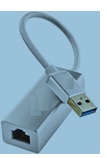 Conversor adaptador de red USB 3.0 a RJ45.
Está diseñado para conectar PC y portátiles a redes LAN (Ethernet) con velocidades de transferencia de datos de hasta 1000 Mbit/s. El dispositivo se alimenta directamente del puerto USB sin necesidad de fuente alimentación externa.
Longitud: 15 cm.
Se presenta en una caja conjuntamente con una guía de instalación.