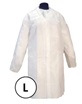 Bata de un solo uso, color blanco, confeccionada con tela sin tejer hecha con fibras sintéticas (polipropileno 35gr/m2). Cubre la parte superior del cuerpo y dispone de abertura delantera con cierre tipo velcro, mangas largas ajustables para una mejor protección y adaptabilidad. Cuello redondo.
Se presenta para su venta al público en bolsas de una unidad, que se presentan en cajas que contienen 50 unidades.
Se utiliza para protección de uso general contra riesgos menores.
Está hecha de fibras sintéticas (polipropileno (PP) de 35 g/m2).