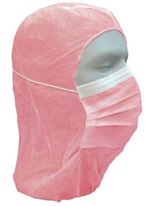 Gorro tipo verdugo, confeccionado con tela sin tejer. Envuelve la totalidad de la cabeza y cuello dejando al descubierto los ojos, lleva incorporado una mascarilla de tres capas, con elástico para adaptar a la cabeza. Un solo uso.
Capuz de protección para uso general, indicado especialmente para el uso en el sector sanitario, químico, alimentación, limpieza, pintura, construcción, automoción, agricultura e industria. Se utiliza para protección de uso general contra riesgos menores. Está destinado a usarse en la industria.
Está hecho con fibras sintéticas (Polipropileno).
Se presenta para su venta al público en cajas de 500 unidades, cada caja contiene 10 bolsas de 50 unidades.