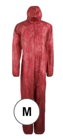 Mono buzo de un solo uso, color rojo, talla M, confeccionado con tela sin tejer de fibras sintéticas (polipropileno (PP) de 40 g/m2), que cubre la parte superior e inferior del cuerpo, con cierre delantero mediante cremallera, capucha y elásticos en puños y bajos; para protección de uso general contra riesgos menores.
Mono Buzo de protección para uso general, indicado especialmente para el uso en el sector sanitario, equipamiento de laboratorio, químico, alimentación, limpieza, pintura, industria, construcción, automoción y agricultura.
Está hecho de fibras sintéticas polipropileno (PP) de 40 g/m2).
Se presenta para su venta al público en cajas de 25 unidades, cada caja contiene 25 bolsas de 1unidad.