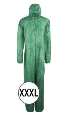 Mono buzo de un solo uso, color verde, talla XXXL, confeccionado con tela sin tejer de fibras sintéticas (polipropileno (PP) de 40 g/m2), que cubre la parte superior e inferior del cuerpo, con cierre delantero mediante cremallera, capucha y elásticos en puños y bajos; para protección de uso general contra riesgos menores.
Mono buzo de protección para uso general, indicado especialmente para el uso en el sector sanitario, equipamiento de laboratorio, químico, alimentación, limpieza, pintura, industria, construcción, automoción y agricultura.
Está hecho de fibras sintéticas polipropileno (PP) de 40 g/m2).
Se presenta para su venta al público en cajas de 25 unidades, cada caja contiene 25 bolsas de 1unidad.