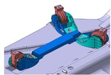 Soporte para compresor destinado a instalarse en vehículos automóviles. Está compuesto por un larguero con un inserto metálico embutido del que sobresalen tres soportes de plástico con tres piezas de caucho natural vulcanizado (dos por uno de los extremos del larguero y la otra por el otro extremo).
En el vehículo se atornilla el larguero al chasis en tres puntos con casquillo metálico y el clima-compresor se atornilla a un casquillo sobre-inyectado de las piezas vulcanizadas.
Función o uso: Según declaración del solicitante su función principal es aislar el habitáculo de ruidos y vibraciones procedentes del compresor, así como fijar el mismo al chasis.