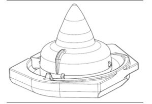 Se trata de una pieza de forma troncocónica, con una base semicircular y parte superior en forma de cono redondeado, de caucho vulcanizado no celular.
La pieza tiene unas dimensiones de 109 x 134 x 92 mm y un peso de 305 gramos.
La pieza va colocada entre el muelle helicoidal y la torre de suspensión del chasis de vehículos automóviles (de los comprendidos en las partidas 8701 a 8705). La función principal de esta pieza consiste en favorecer un funcionamiento silencioso del vehículo y aislar el habitáculo de ruidos procedentes de diversos elementos de la suspensión. Asimismo, sirve de apoyo al cojinete y el tope del amortiguador.