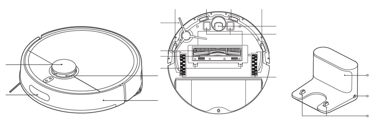 Se trata de un robot aspirador que consta de un motor eléctrico incorporado, batería de iones de litio 2400 mAh, varios sensores, contacto de carga, dos ruedas motrices y una rueda giratoria. Tiene forma circular y en la parte superior presenta una cubierta, el compartimento para el polvo con filtro con una capacidad inferior a 20 litros, un botón de reinicio y dos botones para el encendido y pausa.
El artículo se presenta con 3 accesorios preinstalados: cepillo, cubierta del cepillo y el compartimento para el polvo con el filtro.
También dispone de otros accesorios como: un cepillo lateral, un conjunto de almohadilla de la mopa y depósito de agua, adaptador de corriente y una base de carga. 
Las dimensiones de la base de carga son 130 x 121 x 95 mm, las del robot aspirador son de 340 x 340 x 97 mm y un peso neto de 3,46 kg. 
Potencia nominal de 55 W, conexión inalámbrica WiFi IEEE 802.11 b/g/n 2,4 GHz y Bluetooth 4.2.
Tras realizar un primer mapeo del área en el que va a ser usado el robot, el dispositivo inicia la acción de aspirar y/o pasar la mopa húmeda mediante la pulsación del botón central o bien mediante su activación a través de la aplicación móvil.
Se realiza la conexión inalámbrica mediante una aplicación móvil compatible, con la cual se puede accionar el robot, bien sea solo para aspirar o, para aspirar y fregar con la mopa, monitorizar el progreso de la succión y la configuración del dispositivo, mapear las áreas, etc.