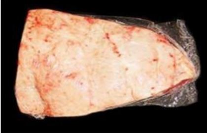 Carne de vacuno, fresca, deshuesada y refrigerada. No se considera carne de calidad superior. Según declaración del interesado no se considera carne de calidad superior. 
Se presenta para su venta al público en una bolsa al vacío. Con un peso aproximado de entre 1000 y 1200 gramos.
Concebido para uso alimentario.