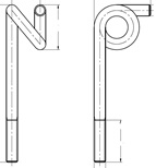 Artículos parcialmente roscados, sin cabeza, fabricados en acero al carbono, con una resistencia a la tracción inferior a 800 Mpa que se presenta con diferentes formas y dimensiones: M20 y M24 (d) x 240 a 345 mm (l) y longitud de rosca de 65 a 125 mm. 
Según declaración del solicitante, se fabrican por forjado en caliente, con partes dobladas y conformadas, con recubrimiento galvanizado. 
Se presentan ante la aduana en cajones de madera a granel y un peso por cajón aproximado de 800 Kg.
Según declaración del solicitante estos artículos se unen a las estructuras metálicas (torres eléctricas) mediante tuercas, siendo la función la de seguridad no la de fijar estructura. Son peldaños para que los operarios puedan escalar torres de tendido eléctrico y estructuras metálicas.