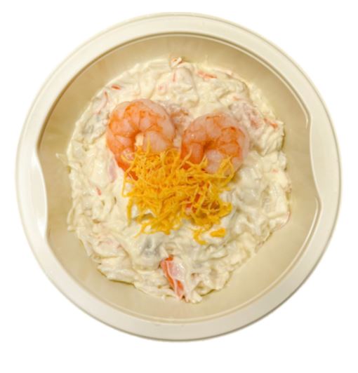 Ensaladilla de marisco con más de un 20% de marisco y pescado. Se presenta refrigerado en un Bowl CPET sellado con un film PET transparente en atmósfera protectora con una capacidad de 250 gramos y una dimensión de 510 ml.
Concebido para uso alimentario.