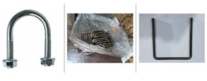 Pernos sin cabeza en forma de abarcones cuadrados y redondos con extremos roscados, fabricados en acero al carbono, con resistencia a la tracción inferior a 800 MPa, no incluyen las tuercas.
Las dimensiones son:
•	Para los abarcones cuadrados: 150 x 130,88 x 8,88 mm y las puntas roscadas 40 mm x 2xM10.
•	Para los abarcones redondos: 140 x 94 x 10.6 mm, y las puntas roscadas 57 x 10.60 mm.
El producto se presenta ante la aduana en cajas de cartón de unos 30x30x30cms, de 20 kg/caja.
Según los datos proporcionados por el solicitante estos abarcones son usados para el sector solar, en el que se utilizan para fijar al eje central de la estructura los soportes sobre los que luego se montan las placas solares.