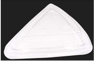 Tapa de forma triangular para tapar platos de comida para llevar (este en concreto se utiliza para pinchos de tortilla de patata).  El producto no incluye el envase, únicamente la tapa.
Función o uso: Se utiliza para envasar alimentos.
Está fabricada 100% de polietileno tereftalato (PET)
Se presenta para su venta al público en cajas de 300 unidades.