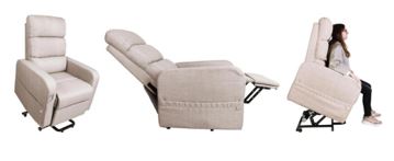 Asiento con estructura de metal (acero), dispone de relleno tanto en  el respaldo como en el asiento. Está equipado con un control remoto que permite ajustar la inclinación del respaldo y la elevación del asiento, para ayudar al usuario a ponerse de pie sin esfuerzo. Tiene una capacidad de 130 kg.
Está diseñado para facilitar la incorporación de personas con movilidad reducida.