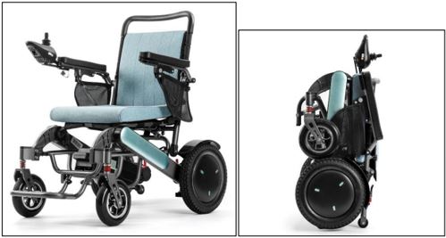 Silla de ruedas con mecanismo de propulsión y estructura de aluminio. Funciona mediante un motor eléctrico alimentado por baterías recargables y cuenta con un sistema de control intuitivo para facilitar su uso. Dispone de un joystick ergonómico con ajustes de velocidad y dirección y frenos electromagnéticos para detener la silla de forma automática al soltar el joystick. Tiene una capacidad de 160 Kg. Motor: 350W*2 Brush Motors, batería de Litio 24V 30Ah. Plegable.
Se utiliza para personas con movilidad reducida, permitiendo su desplazamiento de forma autónoma y segura.