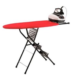 Artículo plegable, de acero, compuesto por una escalera y una tabla de planchar que forman un solo cuerpo.
Se utiliza indistintamente como tabla de planchar y como escalera.
Composición: Acero.