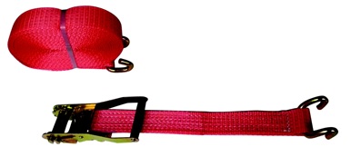 Cinturón de amarre textil en dos partes, provisto de ganchos metálicos en ambos extremos y de elemento tensor.
 Según declaración interesado dispone de las siguientes características:
Longitud total: 8,5m (+0.5)
Ancho: 5cm.
Capacidad de estiba (LC):2500-5000 daN.
Capacidad de tensión (TF): 250 daN.
Material textil: Poliéster 100%.
Material metálico: Acero.
Capacidad de carga: 5000kg.
Fabricado según norma europea EN 12195-2.
Está destinado a la sujeción de las cargas a la carrocería del vehículo durante el transporte.
Composición: Poliéster y acero.