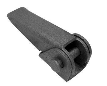 Bisagra con una longitud en su parte no articulada de 107 mm y una anchura de 40 mm en uno de sus extremos y de 30 mm en el otro extremo.
Se utiliza en vehículos no automóviles (remolques) para sujetar la puerta lateral del remolque.
Chapa de acero.