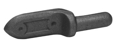 Parte de un gozne (macho (fija)) realizada en acero.
Se utiliza en vehículos no automóviles (remolques) como soporte de la puerta lateral del remolque.
Tiene una longitud total de 123 mm y una anchura de 31 mm y termina en un eje con un diámetro de 17mm.