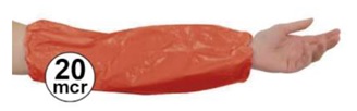 Manguito (cubre manga) de un solo uso, color rojo, confeccionado a partir de una hoja de polietileno (LDPE) de 0,02 mm de grosor, con elásticos de ajuste en ambos extremos y unas dimensiones de 40x20 cm.
Indicado para preservar la ropa.
Composición: polietileno (LDPE).
Se presenta en bolsas con 100 unidades.