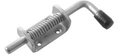 Cerrojo de muelle con pasador que se desplaza, de anclaje sencillo, que incorpora dos agujeros para anclaje, y que presenta las siguientes dimensiones: 
	Longitud del cerrojo: 165 mm
	Longitud de la parte del muelle: 75 mm
	Diámetro del pasador: 12 mm
Se utiliza en vehículos no automóviles (remolques) para cerrar la puerta trasera.
Chapa de acero cincado.