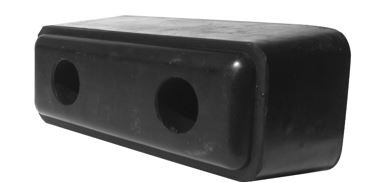 Manufactura de caucho vulcanizado sin endurecer, de forma prismática rectangular, con dos orificios.
Se utiliza en vehículos no automóviles (remolques) para amortiguar los golpes cuando el remolque se encuentra cargando mercancía en el muelle de carga.
Medidas: 350 x 100 x 100 mm (longitud x altura x anchura).