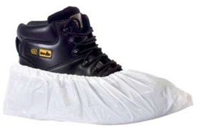 Articulo (cubre pie) confeccionado a partir de una hoja de polietileno lisa (CPE), de un solo uso, color blanco, que cubre el pie, sujetándose a la altura del tobillo mediante un elástico; Medidas: 410 x 155 mm.
Indicado para proteger el calzado.
Polietileno (CPE).
Se presenta en bolsas con 100 unidades.