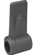Parte hembra (móvil) de una bisagra que dispone de un agujero con un diámetro de 20 mm y cuyas dimensiones restantes son las siguientes:

	Longitud: 103 mm

	Anchura de uno de los extremos: 45 mm

	Anchura del otro extremo: 32 mm
Se utiliza en vehículos no automóviles (remolques) como bisagra de la puerta lateral del remolque.
Composición: Acero