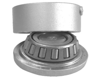 Herrajes de acero con acabado de zinc para puertas abatibles (punto de giro). Se trata de un artículo compuesto por dos elementos: una base circular de la que sobresale un elemento troncocónico que incorpora una serie de rodamientos y otra parte tubular a modo de tapa.  Se presenta con unos diámetros de 40 o 70 mm y unas alturas de 34 o 36 mm.
Según declaración del solicitante se destina a puertas abatibles.
Acero con acabado en zinc.