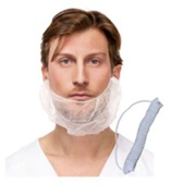 Mascarilla confeccionada con tela sin tejer, hecho con fibras sintéticas (polipropileno). Es de un solo uso y con goma de ajuste. Cubre el mentón o la barba. Medidas 22 cm x 46 cm. Color blanco.
Función o uso: Está destinado a usarse en las industrias, para protegerse de la suciedad.
Se presenta para su venta al público en color blanco y en cajas de 1.000 Unidades, cada caja contiene 10 bolsas de 100 unidades.