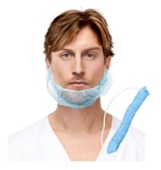 Mascarilla confeccionada con tela sin tejer, hecho con fibras sintéticas (polipropileno). Es de un solo uso y con goma de ajuste. Cubre el mentón o la barba. Medidas 22 cm x 46 cm. Color azul.
Función o uso: Está destinado a usarse en las industrias, para protegerse de la suciedad.
Se presenta para su venta al público en color blanco y en cajas de 1.000 Unidades, cada caja contiene 10 bolsas de 100 unidades.