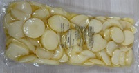 Preparación alimenticia cocida elaborada principalmente a base de patatas cortadas en láminas, ajo, vino blanco o zumo de limón, etc.  
Se presenta pasteurizado, envasado al vacío y listo para su consumo en envases de 200 g, 400 g y 2000 g en film transparente.
Función o uso: Se destina a su consumo.