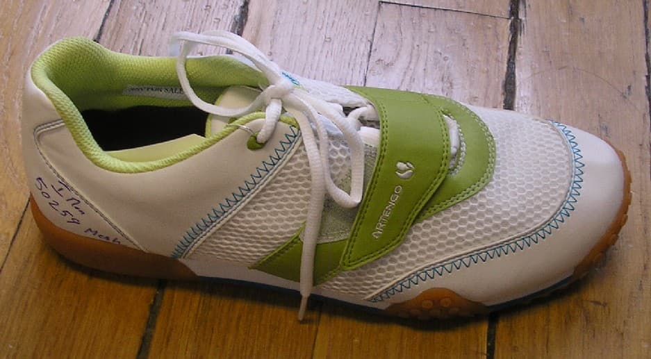 CHAUSSURE POUR ADULTES, TYPE CHAUSSURE D'ENTRAINEMENT, NON RECONNAISSABLE COMME ÉTANT POUR HOMME OU POUR FEMME, NE RECOUVRANT PAS LA CHEVILLE, AVEC UN DESSUS MAJORITAIREMENT EN MATIÈRE PLASTIQUE (59% MATIÈRE PLASTIQUE – 41% MATIÈRE TEXTILE) COMPORTANT UNE LANGUETTE, UNE LANIÈRE MUNIE D'UNE BANDE VELCRO ET DES LACETS, AVEC UNE SEMELLE INTÉRIEURE D'UNE LONGUEUR SUPÉRIEURE À 24 CM, AVEC UNE SEMELLE EXTÉRIEURE EN CAOUTCHOUC.
LA SEMELLE NE COMPORTE PAS DE TECHNOLOGIE SPÉCIALE.