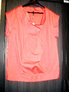 VETEMENT DESTINE A RECOUVRIR LA PARTIE SUPERIEURE DU CORPS, POUR FEMMES, CONFECTIONNE EN TISSU 100% SOIE, AVEC DOUBLURE 100% POLYESTER, COMPORTANT UNE ENCOLURE ARRONDIE, UNE OUVERTURE PARTIELLE DANS LE DOS AVEC POUR FERMETURE UN PETIT BOUTON, DES FRONCES PARTANT DE L'ENCOLURE, DES PETITES MANCHES AVEC UN ELASTIQUE AUX EXTREMITES, AVEC UN ELASTIQUE A LA BASE.