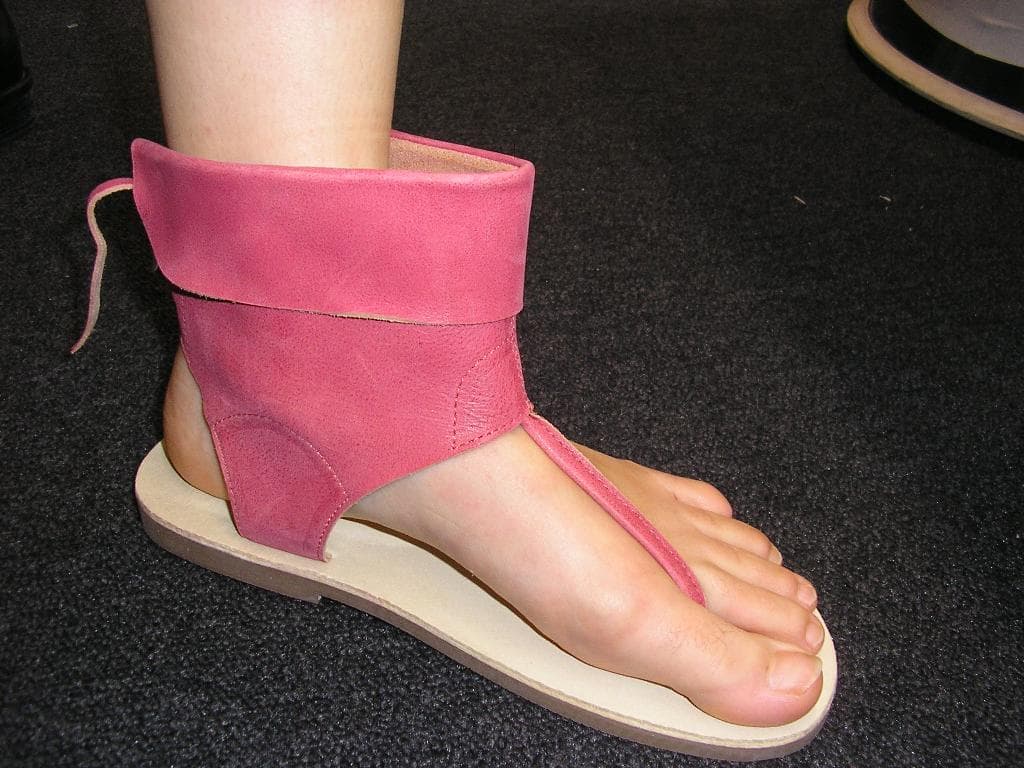 CHAUSSURE POUR FEMME COUVRANT LA CHEVILLE MAIS NE COUVRANT PAS LE MOLLET,AVEC UN DESSUS EN CUIR,AVEC UNE LANIÈRE AU NIVEAU DE LA TIGE FIXÉE A L'ENTREDOIGT ET REMONTANT SUR LE COUP DE PIED,AVEC UNE SEMELLE EXTÉRIEURE EN ÉLASTOMÈRE,AVEC UNE SEMELLE INTÉRIEURE D'UNE LONGUEUR DE 24.5 CM.

POINTURE:37