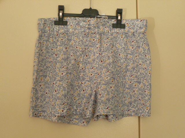 SHORT, NON RECONNAISSABLE COMME ETANT POUR HOMME OU POUR FEMME, CONFECTIONNE EN TISSU 100 % COTON, IMPRIME D'UN MOTIF, DE FACTURE AMPLE ET FLUIDE. 
L'ARTICLE COMPORTE UN ELASTIQUE A LA TAILLE AVEC UN NOEUD A NOUER SUR LE DEVANT, ET UN OURLET A LA BASE.