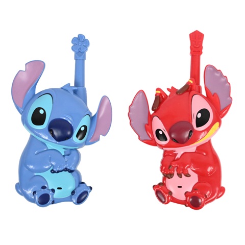 Talkies Walkies en 3D conçus à l'effigie des personnages de Stitch et Leroy d'une portée jusqu'à 500m, 2 canaux de communication et doté d'un clip ceinture