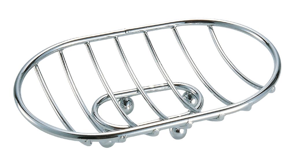 Porte-savon en fil d’acier inoxydable, recouvert d’une couche de chrome.
L’article est de forme ovale.
Dimensions : longueur 14cm, largeur 9.2 cm, hauteur 3cm.